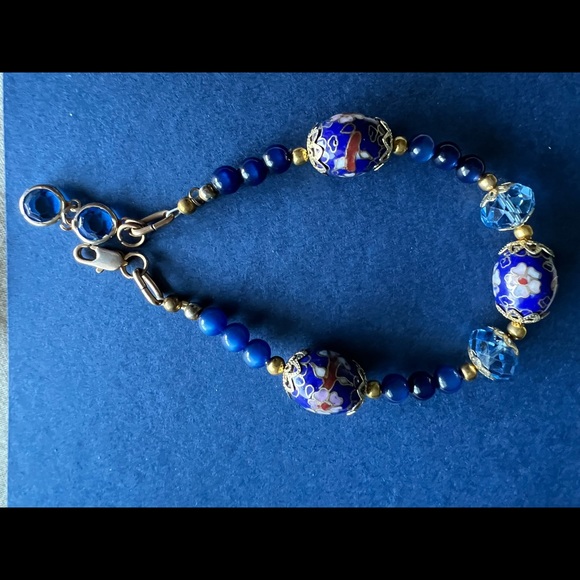 Blue cloisonné clasp bracelet L - Picture 3 of 6
